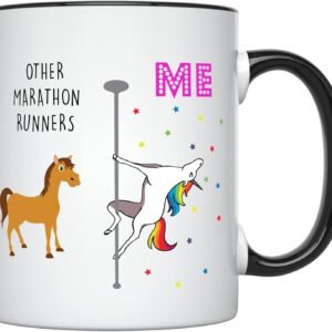 YouNique Designs Marathon Runner Coffee Mug, 11 Ounces, Unicorn Mug, Marathon Ru...