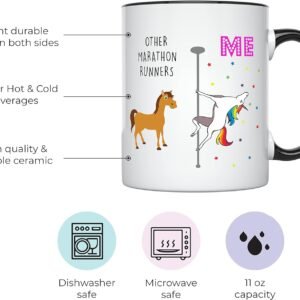 YouNique Designs Marathon Runner Coffee Mug, 11 Ounces, Unicorn Mug, Marathon Ru...