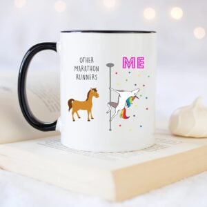 YouNique Designs Marathon Runner Coffee Mug, 11 Ounces, Unicorn Mug, Marathon Ru...