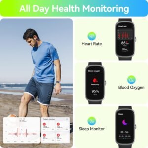 Fitness Tracker Watch with Heart Rate Blood Oxygen Sleep Monitor, IP68 Waterproo...