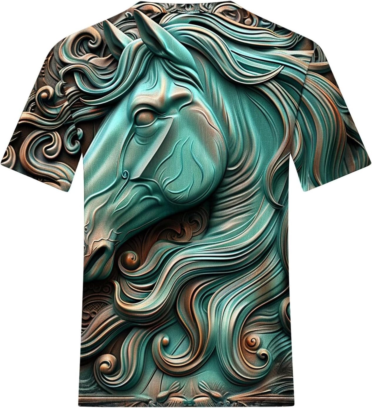 Casual Racehorse Style Shirts for Women Summer 3D Horse Printed Crew Neck T Shir...