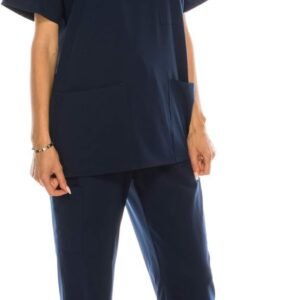 7-Pocket V-Neck Top Medical Scrubs Set for Woman - 4 Way Stretch, Comfort, Light...