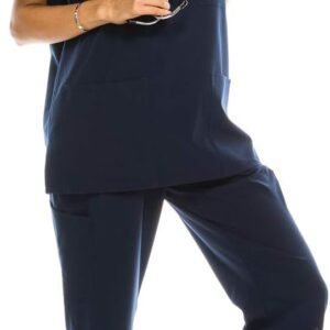 7-Pocket V-Neck Top Medical Scrubs Set for Woman - 4 Way Stretch, Comfort, Light...