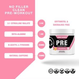 Honey Badger Pre Workout Powder, Keto Vegan Preworkout for Men & Women with Vita...