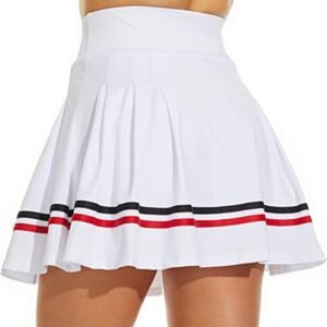 ThreeH Women's Pleated Tennis Skirts Athletic Casual Skorts with Pockets Built-i...