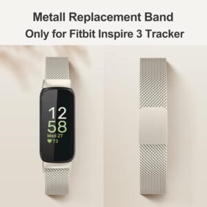 for Fitbit Inspire 3 Bands Women Men, Stainless Steel Metal Mesh Loop Adjustable...