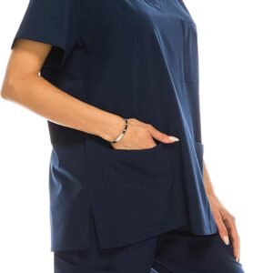 7-Pocket V-Neck Top Medical Scrubs Set for Woman - 4 Way Stretch, Comfort, Light...