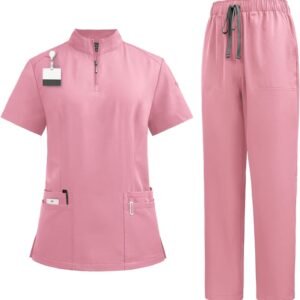 niaahinn Scrub for Women Set- Collar Neck Scrub Top & Yogga Waistband Cargo Pant...