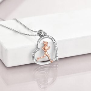 YFN Runner Gifts for Women Sterling Silver Heart Runner Running Pendant Necklace...