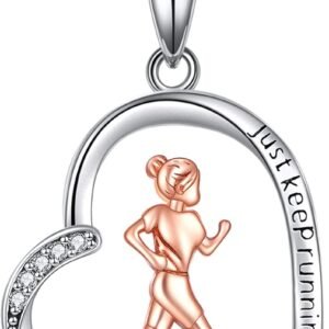 YFN Runner Gifts for Women Sterling Silver Heart Runner Running Pendant Necklace...