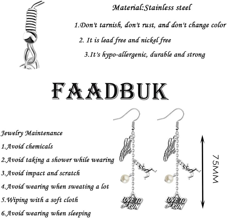 FAADBUK Marathon Runner Dangle Earring Marathon Lover Gift Runner Gift Athlete G...