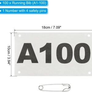 PATIKIL Tearproof Running Bib Numbers 7x4 Inch, A1-100 Waterproof Race Competito...