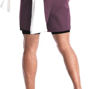 Aolesy Men’s 2 in 1 Running Shorts, Workout Gym Athletic Shorts for Men Quick Dr...