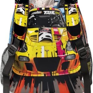 TropicalLife Color Race Car 18 Inch Travel Laptop Backpack for Women Men Large B...