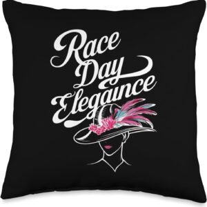 Race Day Elegance with Fashionable Feathered Hat Throw Pillow