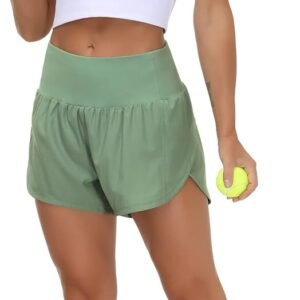 THE GYM PEOPLE Womens High Waisted Running Shorts Quick Dry Athletic Workout Sho...