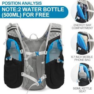 Hydration Pack Backpack，IX INOXTO Running Hydration Vest with 1.5L ( 50 oz) Wate...