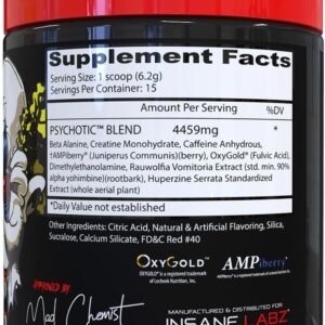 Insane Labz Psychotic, High Stimulant Pre Workout Powder, Extreme Lasting Energy...