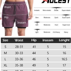 Aolesy Men’s 2 in 1 Running Shorts, Workout Gym Athletic Shorts for Men Quick Dr...