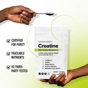 Complement Creatine Monohydrate Micronized Powder for Women and Men (5g per serv...