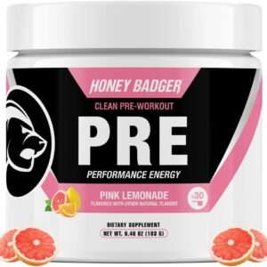 Honey Badger Pre Workout Powder, Keto Vegan Preworkout for Men & Women with Vita...