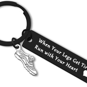 Runners Gifts Jewelry Marathon Runner Keychain Fitness Gym Gift Inspirational Gr...