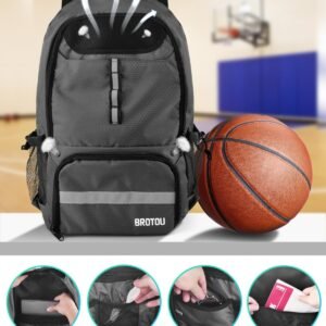 BROTOU Basketball Backpack, Large Basketball Bag with Shose&Ball Compartment, So...