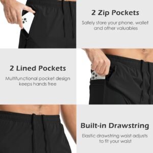 Aolesy Men's Gym Shorts Linerless & Liner - 5" Quick Dry Workout Running Shorts ...