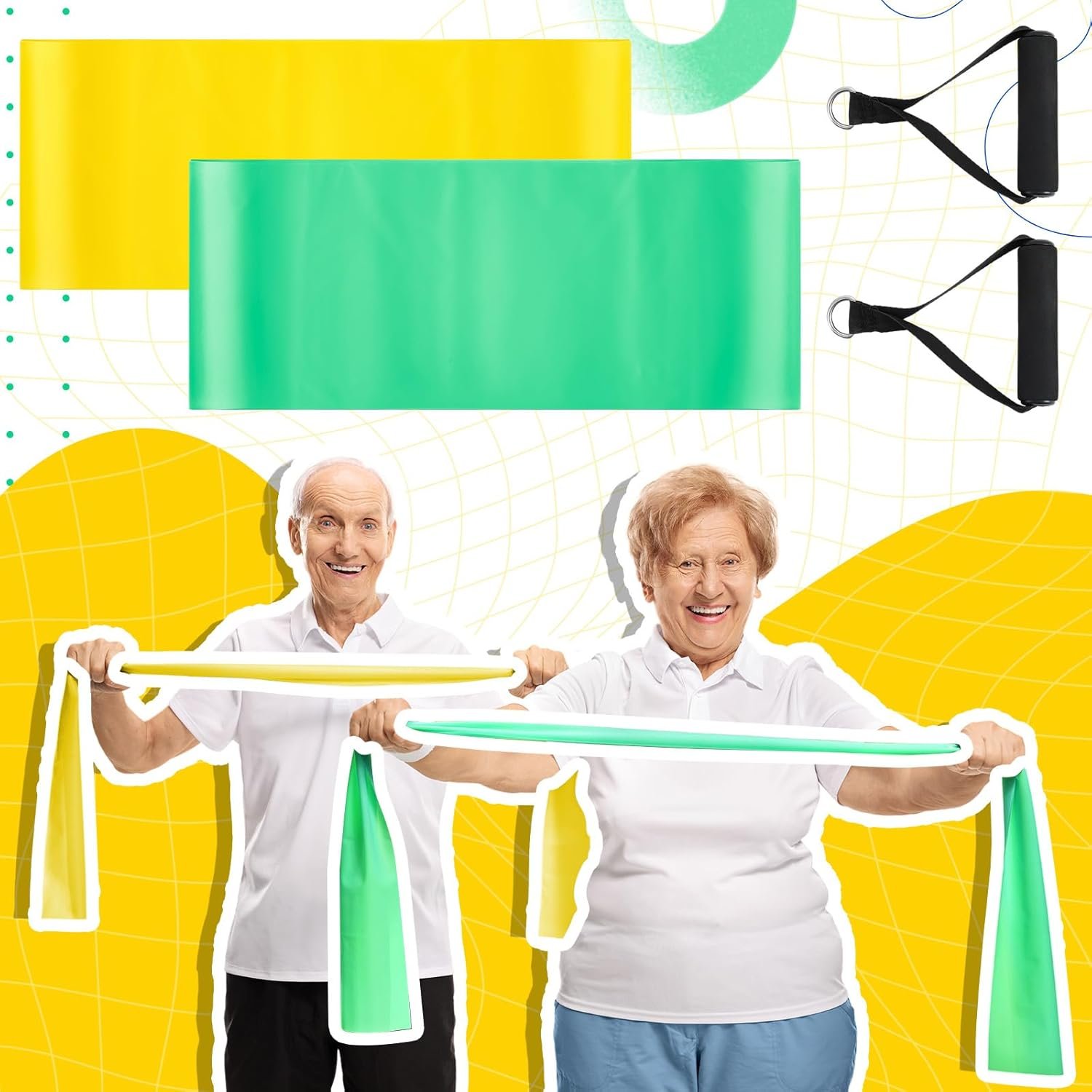 2 Pcs Resistance Band for Seniors with 2 Pcs Handles Exercise Band Specifically ...