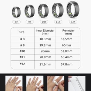 Smart Ring Health Tracker, Men's Smart Ring, Women's Fitness Ring, Heart Rate, B...