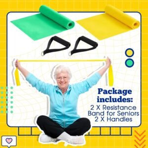 2 Pcs Resistance Band for Seniors with 2 Pcs Handles Exercise Band Specifically ...