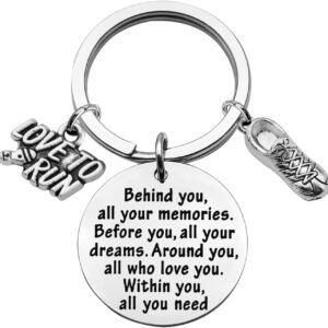 FEELMEM Marathon Runner Gifts Running Keychain Cross Country Track Marathon Jewe...