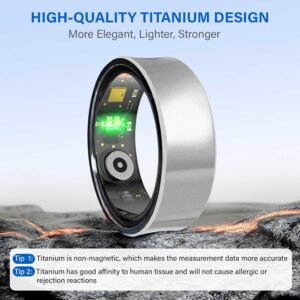 Smart Ring Fitness Tracker Ring for Men and Women - Titanium Material, Menstrual...