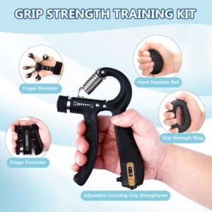 10 Pack Grip Strength Trainer Kit, Hand Grip Strengthener, Finger stretching exe...