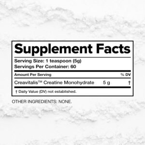 Complement Creatine Monohydrate Micronized Powder for Women and Men (5g per serv...