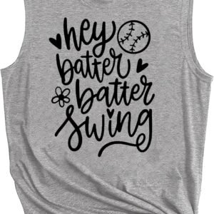 SAUIVD Baseball Quote Tank Top for Women Hey Batter Batter-Swing Shirt Softball ...