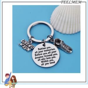 FEELMEM Marathon Runner Gifts Running Keychain Cross Country Track Marathon Jewe...