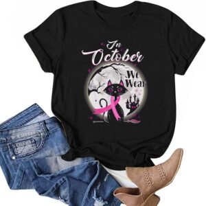 Pink Ribbon Women's T-Shirt October Breast Cancer Awareness Month Family Friend ...