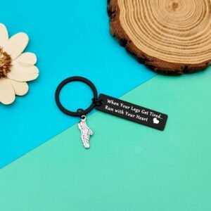 Runners Gifts Jewelry Marathon Runner Keychain Fitness Gym Gift Inspirational Gr...