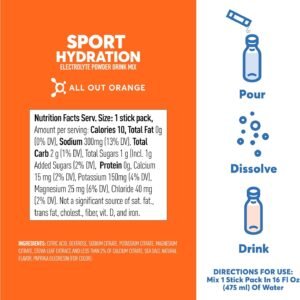 Nuun Sport Electrolyte Powder Packets - All Out Orange | 5 Essential Electrolyte...