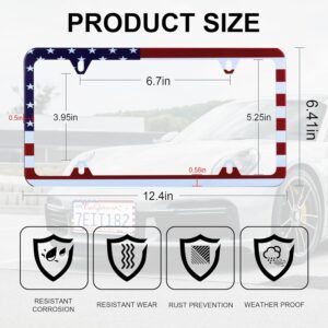 LivTee American Flag License Plate Frames, 4 Holes Stainless Steel License Plate...