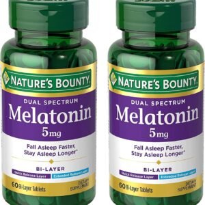 Nature's Bounty Melatonin 5mg Dual Spectrum, 100% Drug Free Sleep Supplement, Qu...