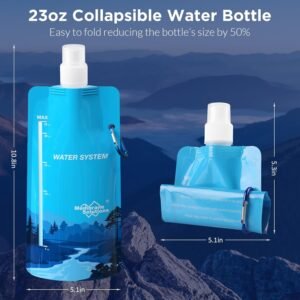 Membrane Solutions 23oz Collapsible Water Bottle for Water Filter Straw, Reusabl...