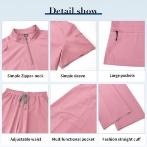 niaahinn Scrub for Women Set- Collar Neck Scrub Top & Yogga Waistband Cargo Pant...