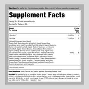 Fitness Labs Nitric Oxide Supplement | 3000mg | 120 Capsules | Nitric Oxide Pre ...