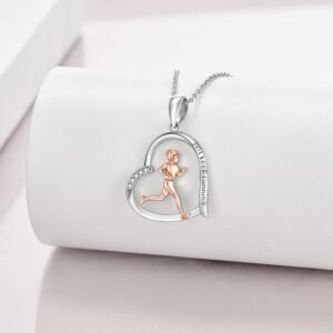 YFN Runner Gifts for Women Sterling Silver Heart Runner Running Pendant Necklace...