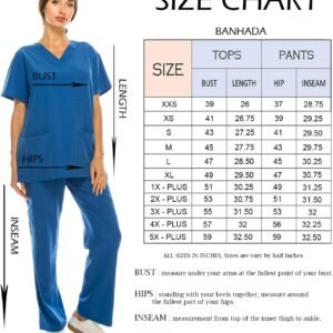 7-Pocket V-Neck Top Medical Scrubs Set for Woman - 4 Way Stretch, Comfort, Light...