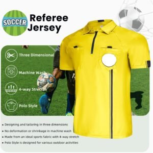 CUTIEHON Soccer Referee Jersey, Short Sleeve Official Pro Referee Shirt, Featuri...