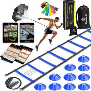 Speed Agility Training Set, includes Agility Ladder, Jump Rope, Resistance Parac...