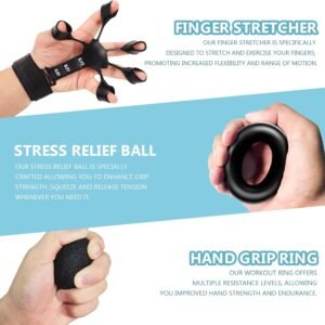 10 Pack Grip Strength Trainer Kit, Hand Grip Strengthener, Finger stretching exe...